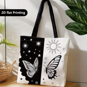 1pc Large Reusable Tote Bag with /Star/Eclipse Print