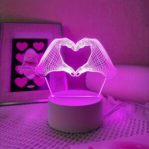3D Heart-Shaped Night Light With A Soft Pink Glow.
