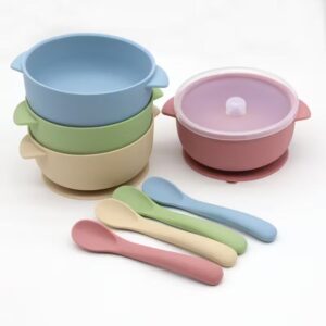 3pcs Silicone Bowl, Lid, and Feeding Spoon Set