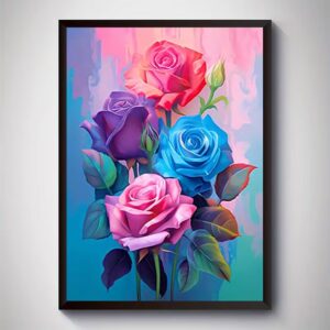 Colorful Roses Canvas Art Print 30.48x40.64cm